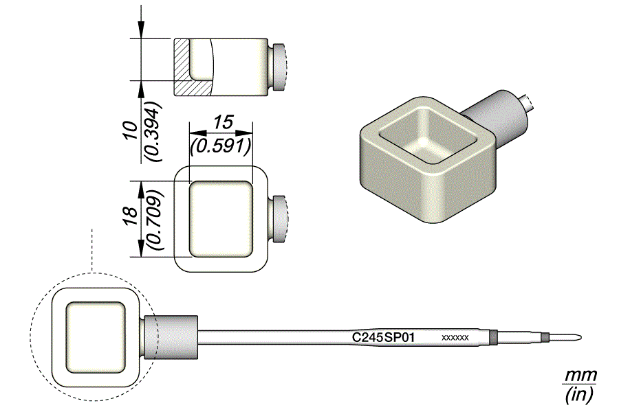 C245SP01 - Solder Pot Cartridge 18 x 15